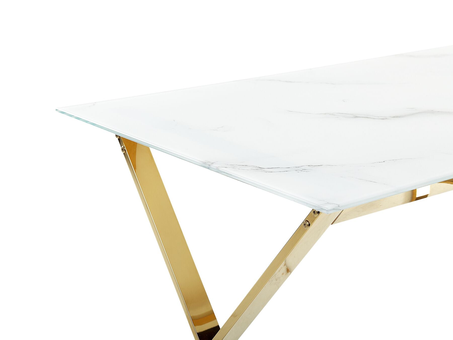 Dining Table ATTICA White Marble 120 cm 70 cm Tempered Glass