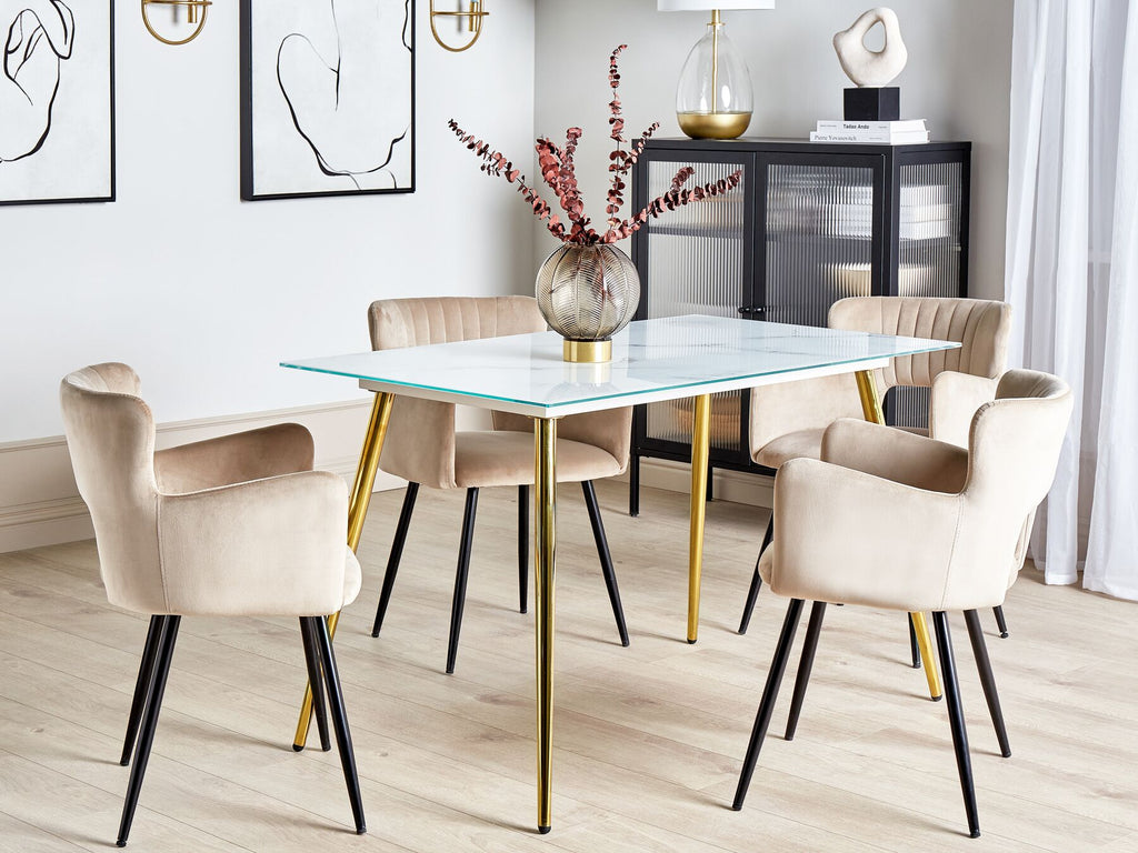 Dining Table MULGA White Marble 120 cm 70 cm Tempered Glass