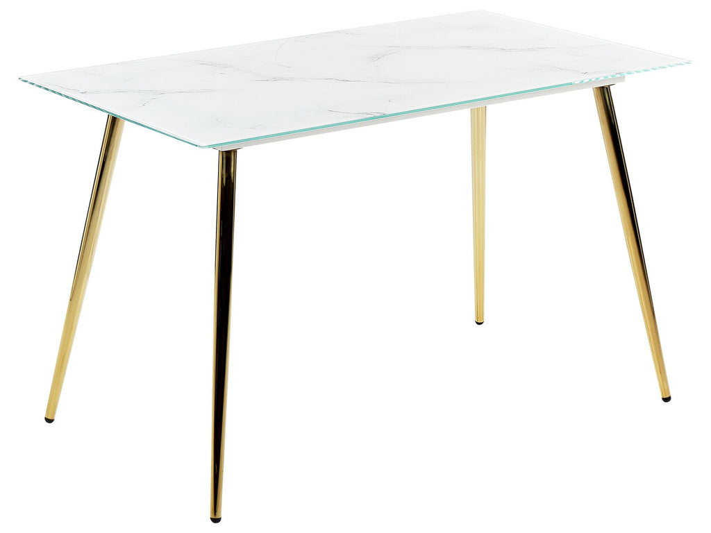 Dining Table MULGA White Marble 120 cm 70 cm Tempered Glass