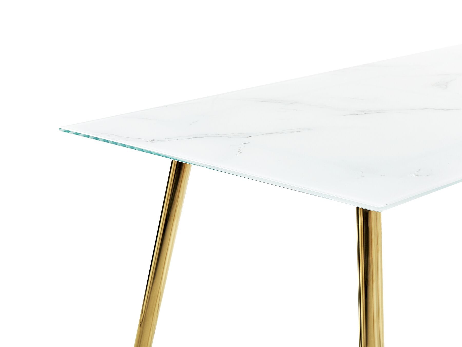 Dining Table MULGA White Marble 120 cm 70 cm Tempered Glass