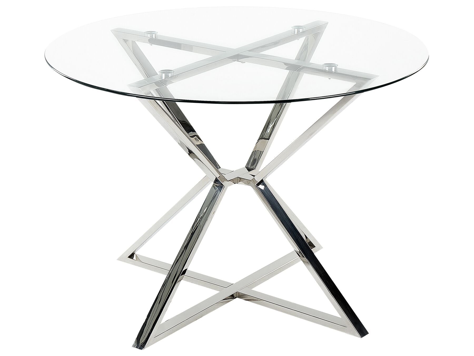 Dining Table BOSCO Silver 105 cm 105 cm Tempered Glass