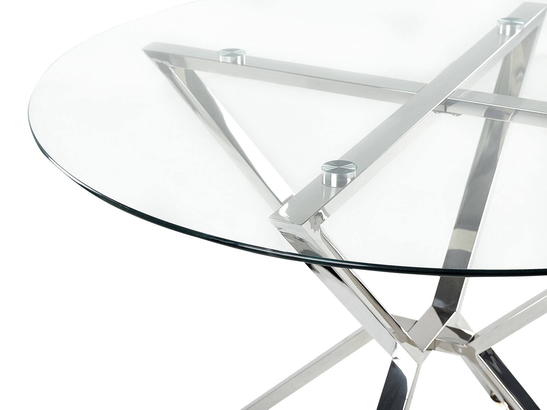 Dining Table BOSCO Silver 105 cm 105 cm Tempered Glass