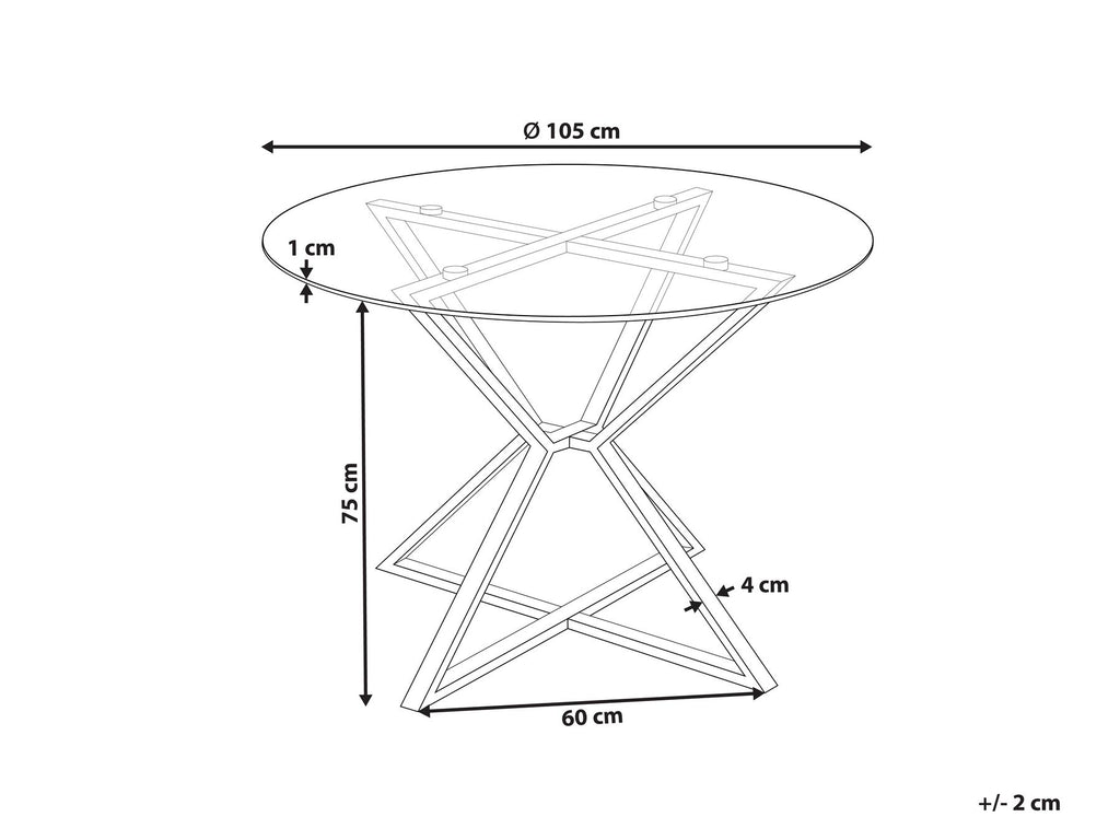 Dining Table BOSCO Silver 105 cm 105 cm Tempered Glass