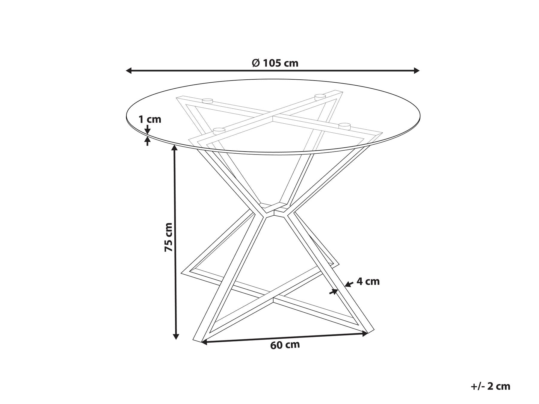 Dining Table BOSCO Silver 105 cm 105 cm Tempered Glass