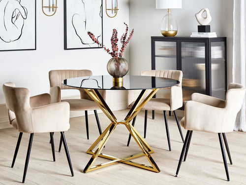 Dining Table BOSCO Black 105 cm 105 cm Tempered Glass