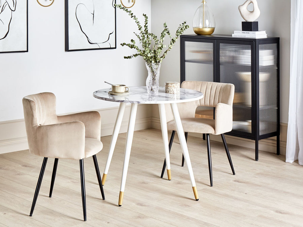 Dining Table GUTIERE White Marble 80 cm 80 cm