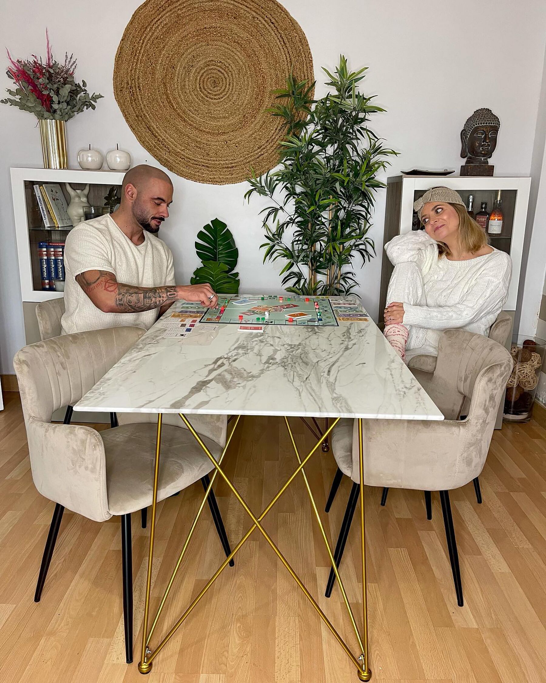Dining Table KENTON White Marble 140 cm 80 cm Tempered Glass