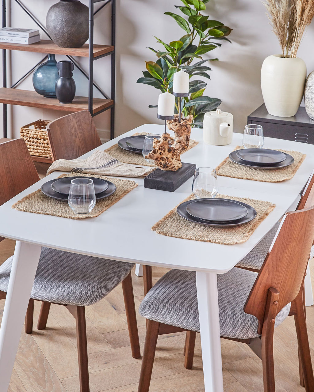 Extending Dining Table SANFORD White 120/160 cm 80 cm