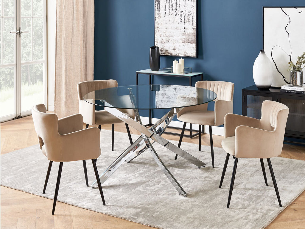 Dining Table MARAMO Silver 120 cm 120 cm Tempered Glass