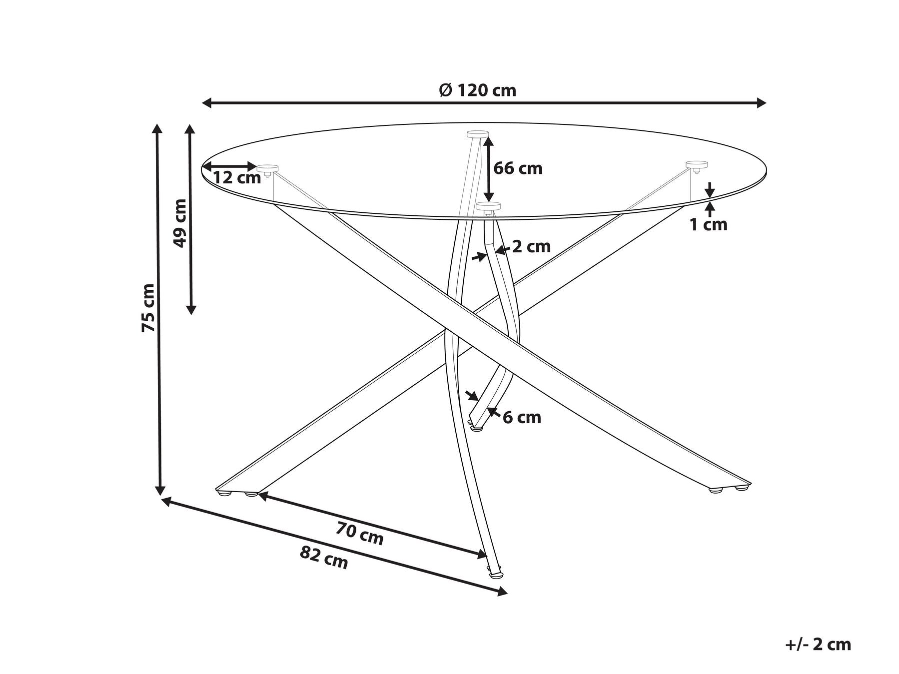 Dining Table MARAMO Silver 120 cm 120 cm Tempered Glass