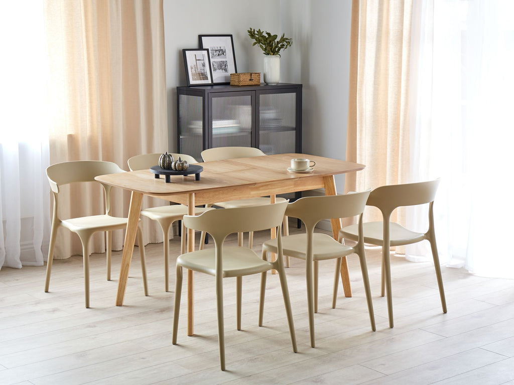 Extending Dining Table MADOX Light Oak 120/150 cm 75 cm