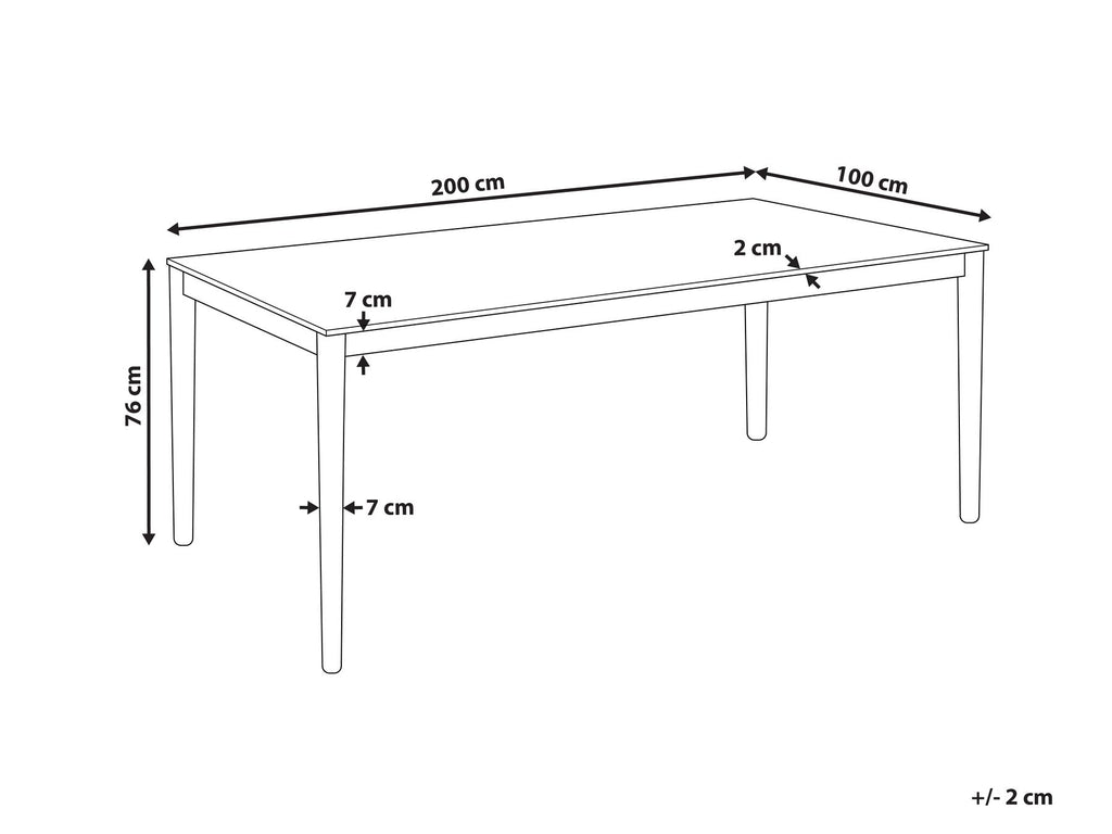 Dining Table ERMELO Natural Ash Wood 200 cm 100 cm
