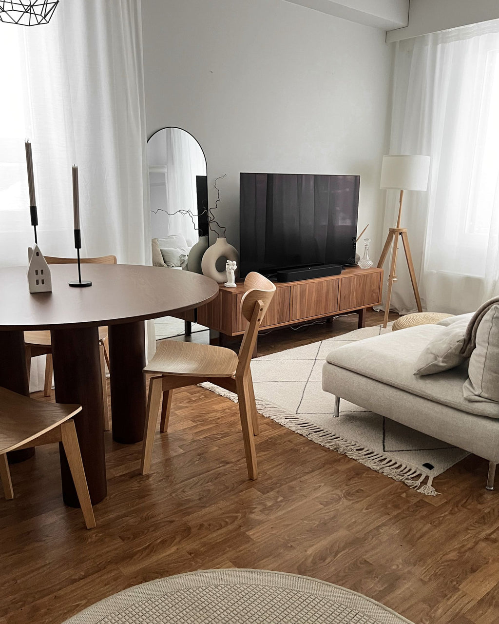 Dining Table ORIN Dark Ash Wood 120 cm 120 cm