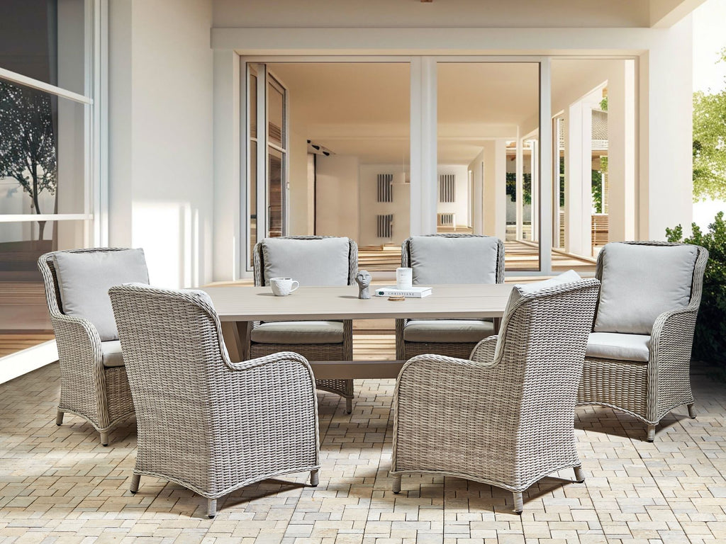 Garden Dining Set 6 Seater CASCAIS with Cushions PE Rattan Beige