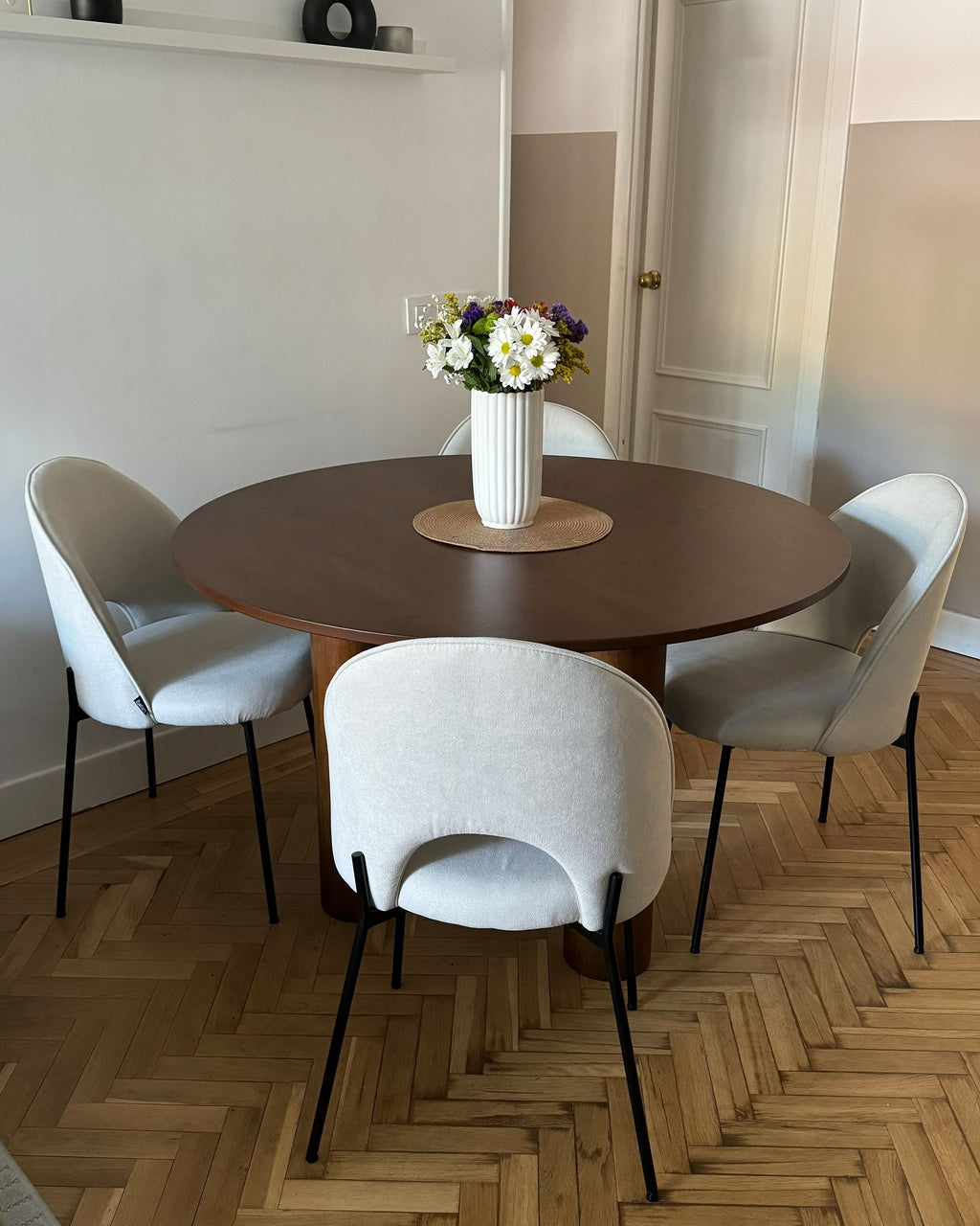 Dining Table ORIN Dark Ash Wood 120 cm 120 cm