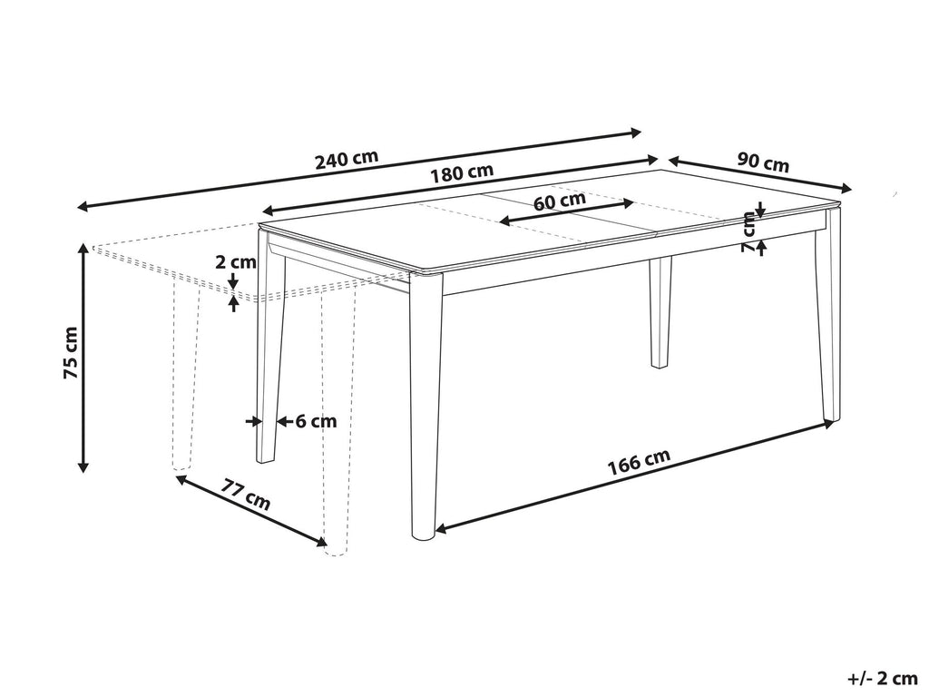 Extending Dining Table CROSBY Light Beech 180/240 cm 90 cm
