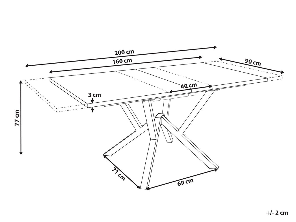 Extending Dining Table ANSELL Light Brown 160/200 cm 90 cm