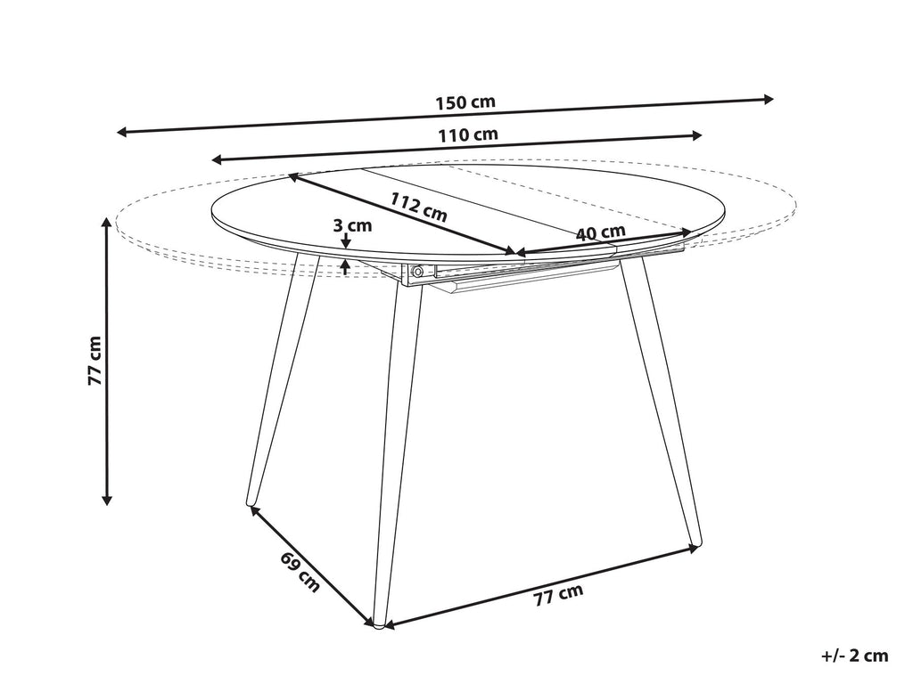 Extending Dining Table SENIAC Brown 110/150 cm 112 cm