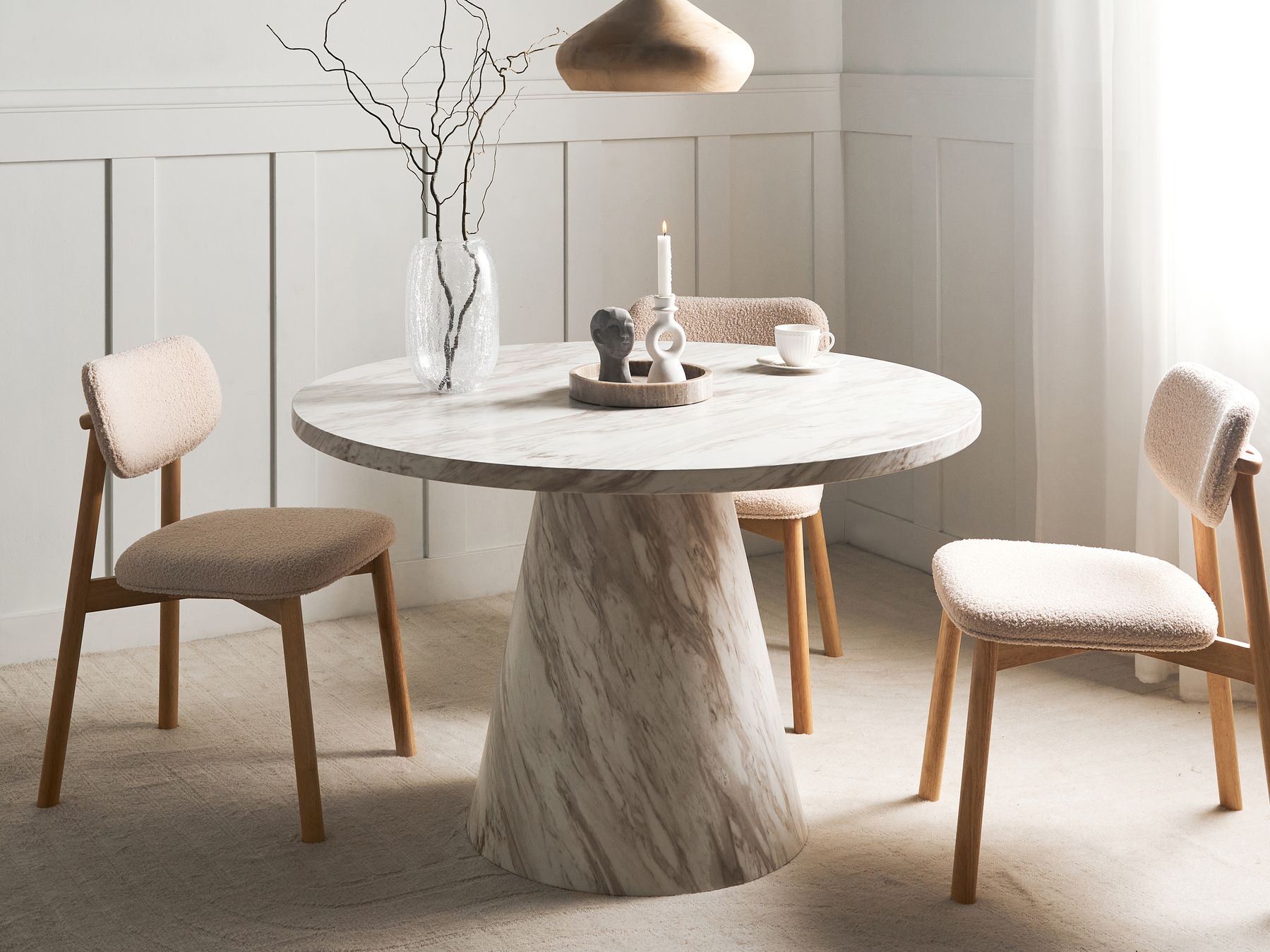 Dining Table MERE White Marble 120 cm 120 cm