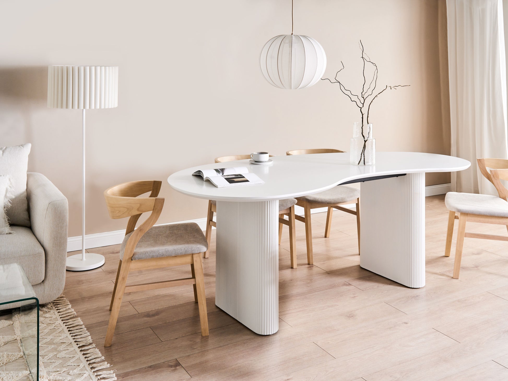 Dining Table PEERY White 93 cm 198 cm