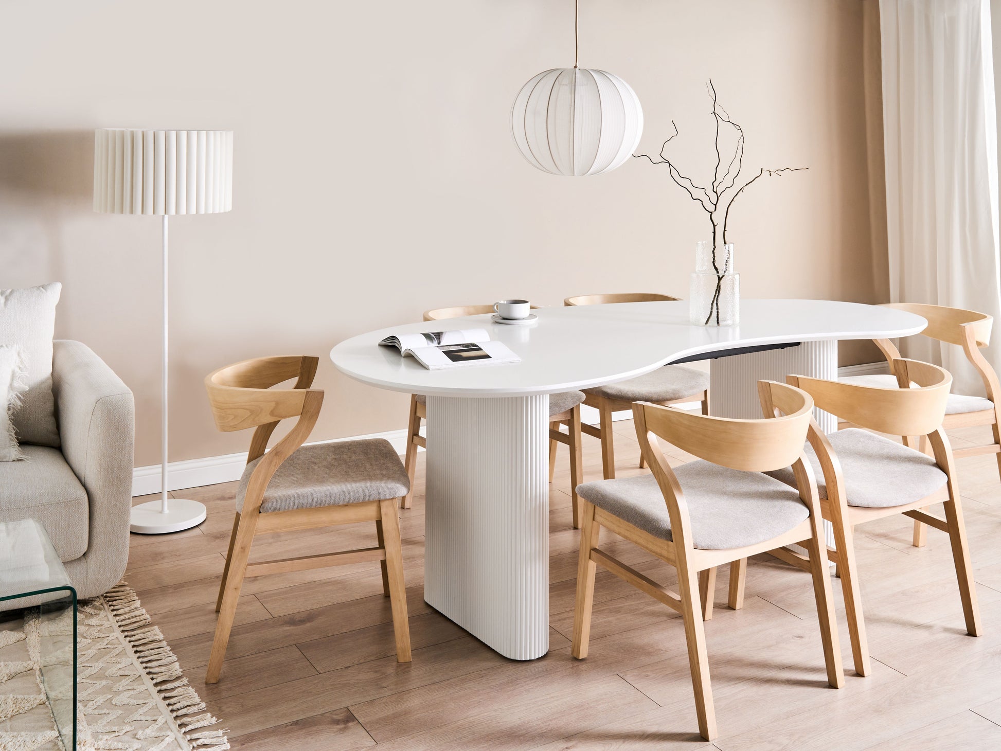 Dining Table PEERY White 93 cm 198 cm