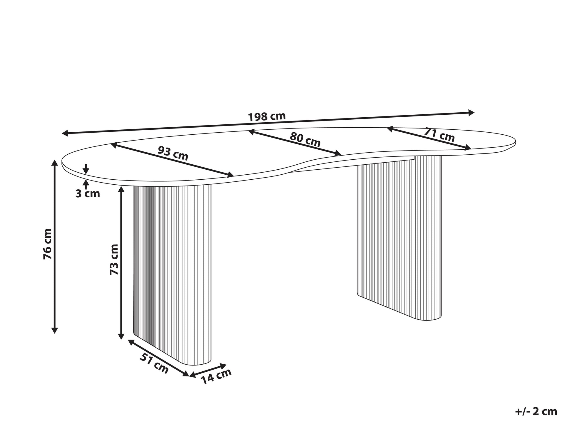 Dining Table PEERY White 93 cm 198 cm